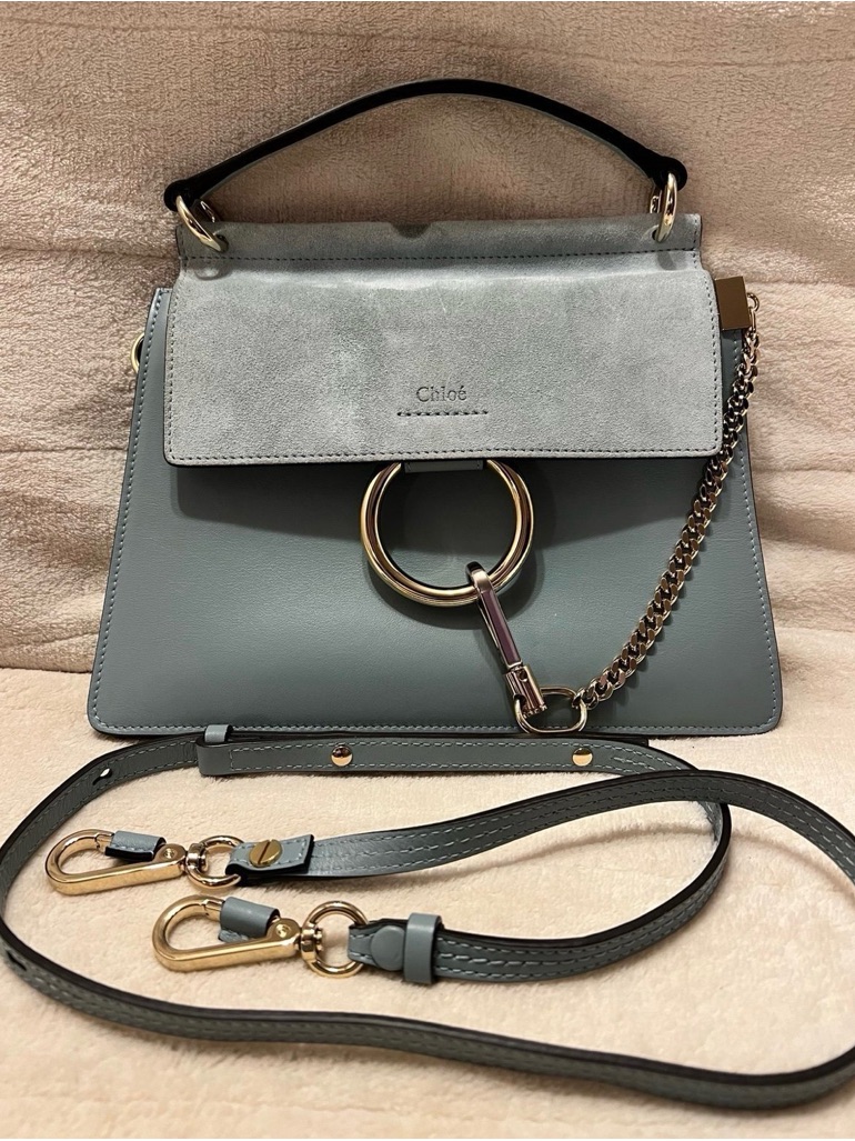 Small Faye Leather & Suede Top Handle Bag